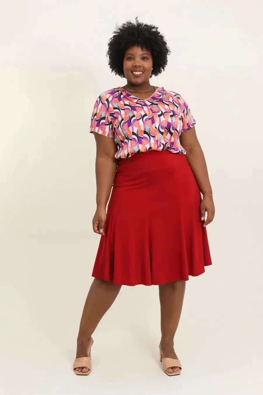 Flared Skater Skirt Trapeze Burgundy YOPHIY CURVES