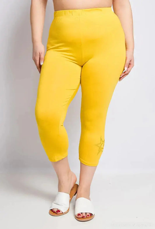 Legging Court Jaune- Détail Etoile POMME ROUGE PARIS
