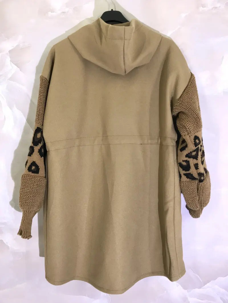 Manteau bi-matière avec manches en tricot imprimé léopard YOPHIY CURVES YOPHIY CURVES