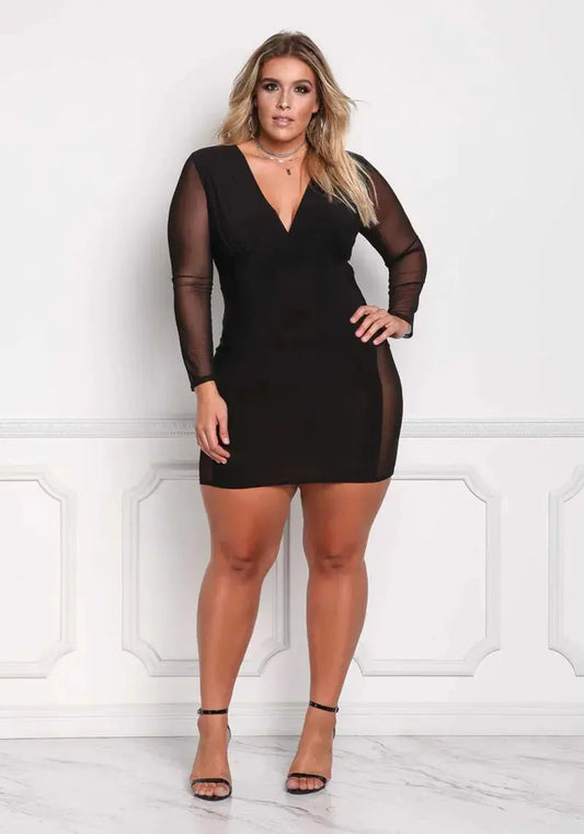 Robe Noire Légère -Maille en Dentelle YOPHIY CURVES