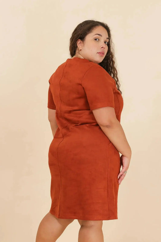 *Robe Suédine Bi Matière- Simili cuir (Copy) VETI STYLE