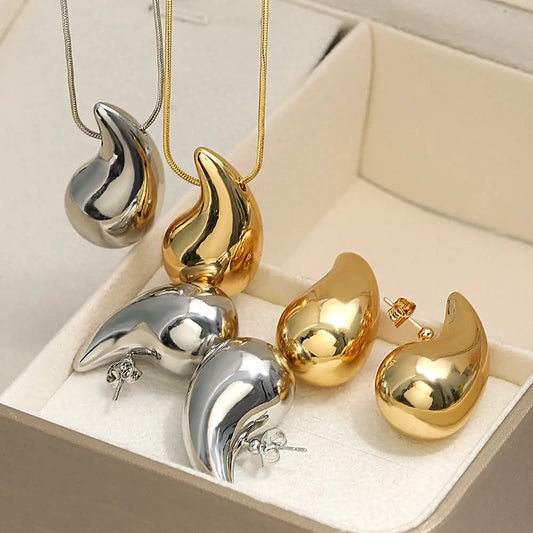 Parures Pendentif Goutte d'Eau - Acier Doré ou Argenté au choix YOPHIY CURVES