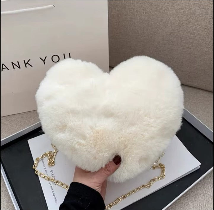 Sac à Main Cœur Peluche Ivoire - YOPHIY CURVES YOPHIY CURVES YOPHIY CURVES