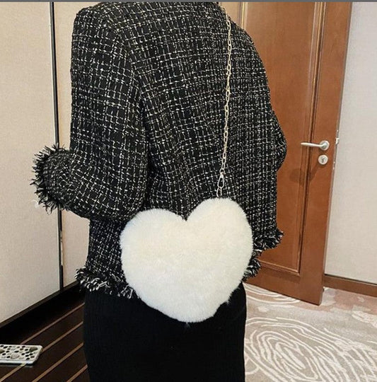 Sac à Main Cœur Peluche Ivoire - YOPHIY CURVES YOPHIY CURVES YOPHIY CURVES