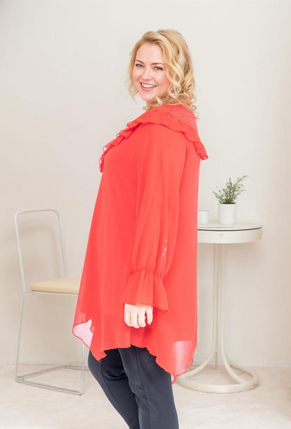 Tunique Rouge Chic Voile Transparent - Grande Taille YOPHIY CURVES YOPHIY CURVES