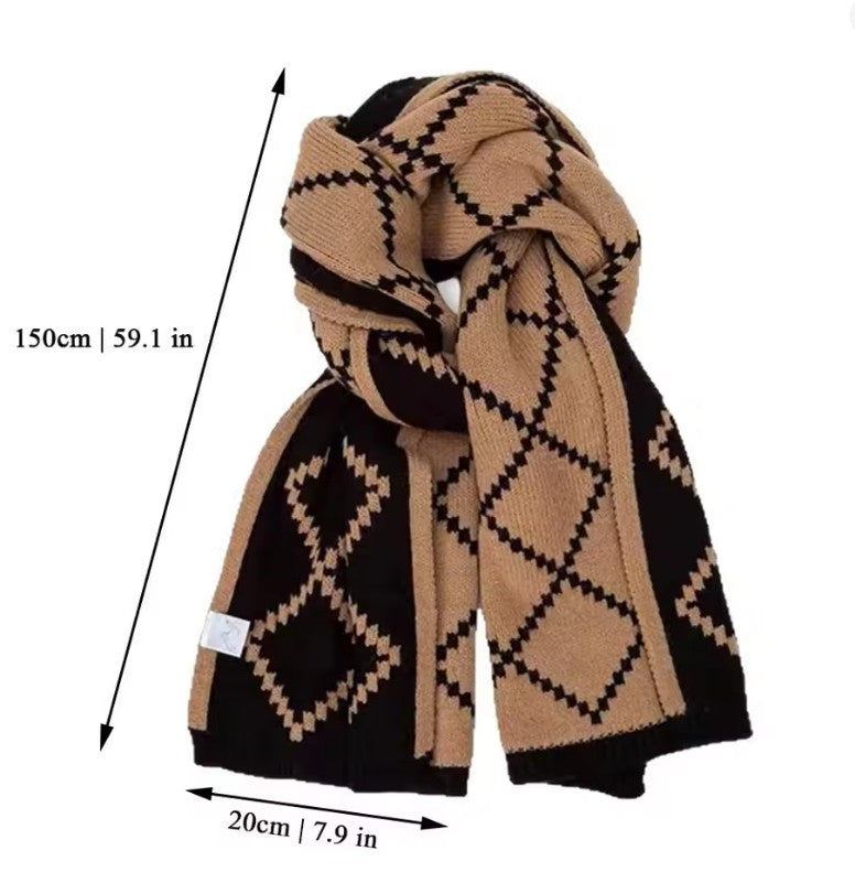 Echarpe réversible géométrique noire et blanche YOPHIY CURVES YOPHIY CURVES