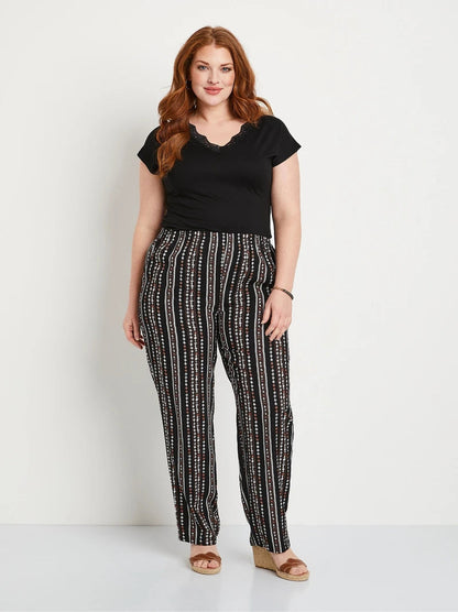 Pantalon Noir Léger- Imprimé YOPHIY CURVES YOPHIY CURVES