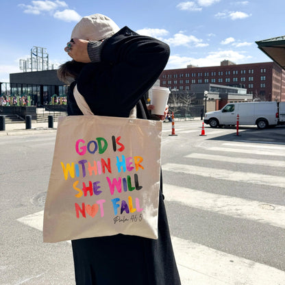 Sac en Toile - Dieu est en elle. Elle ne tombera pas - YOPHIY CURVES YOPHIY CURVES YOPHIY CURVES
