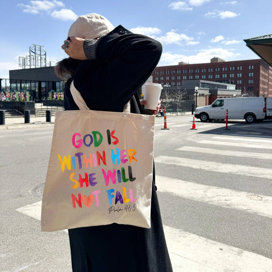 Sac en Toile - Dieu est en elle. Elle ne tombera pas - YOPHIY CURVES YOPHIY CURVES YOPHIY CURVES