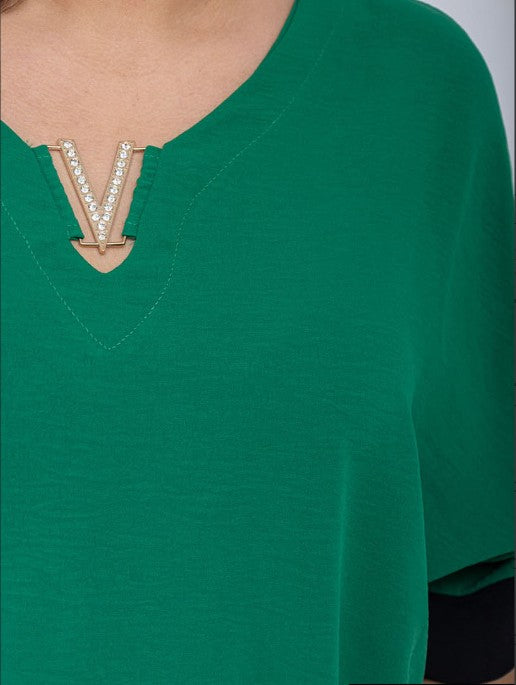 Tunique Verte Elégante Strass - Grande Taille YOPHIY CURVES YOPHIY CURVES